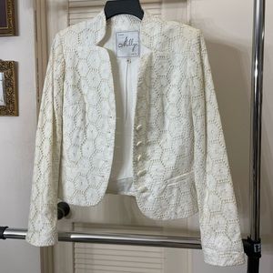 Milly Womens Off White Eyelet Blazer